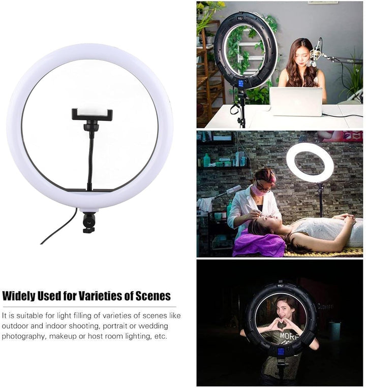 Fyearfly LED Ringlicht USB, 13 Zoll, Weiss, Einstellbare Helligkeit, Selfie Ringlicht mit Telefonhal