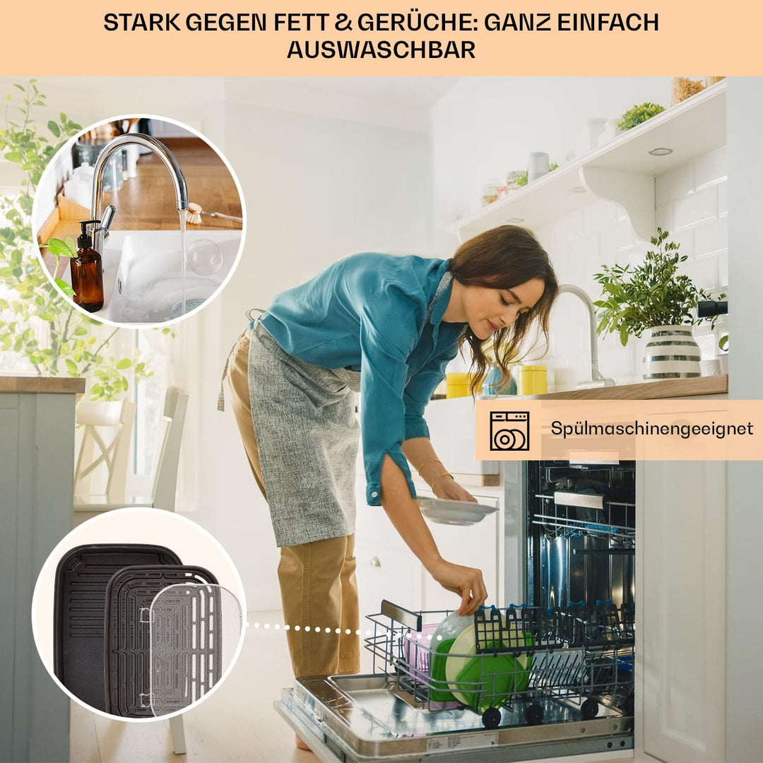 Klarstein 2-in-1 Heissluftfritteuse mit Grill, Airfryer mit Schnellaufheizung 1500W, XL Heissluftfri