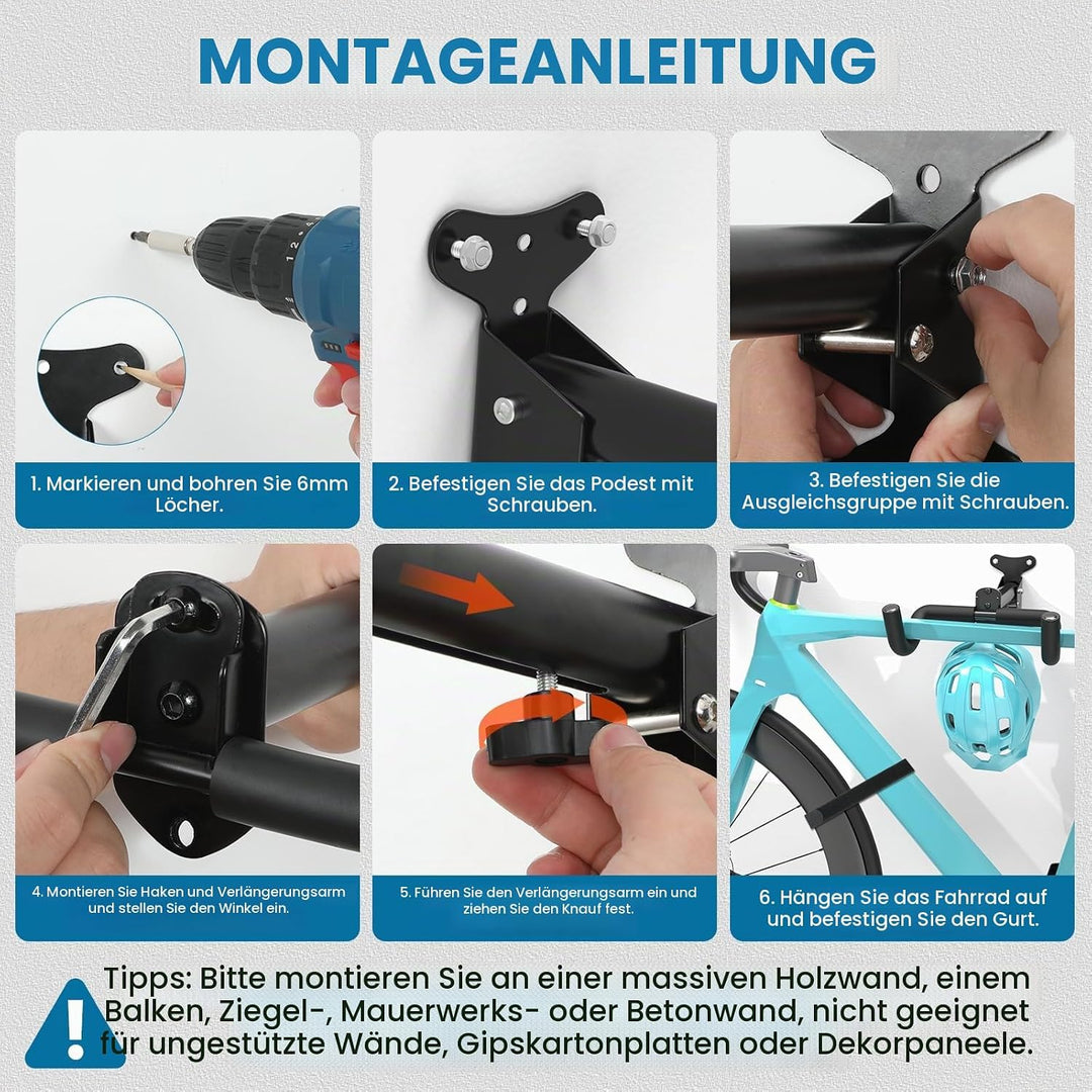 Housolution Fahrrad-Wandhalterung - EVA-Schaumstoff gepolstert, aus Carbonstahl, robust &amp; verstellba