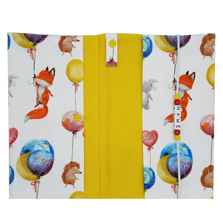 Grosse Windeltasche XXL mit Name personalisiert - Wickeltasche Waldtiere Fuchs mit Luftballon