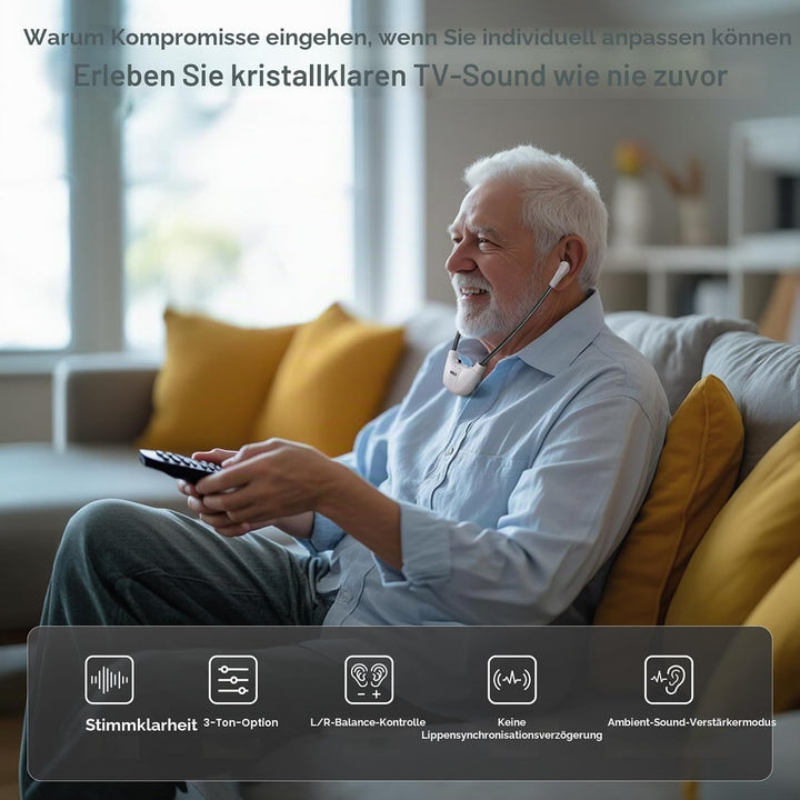 SIMOLIO Kabellose TV Kopfhörer SM-823D Pro Wireless TV Kopfhörer für Senioren, Persönlicher Audio-Ve