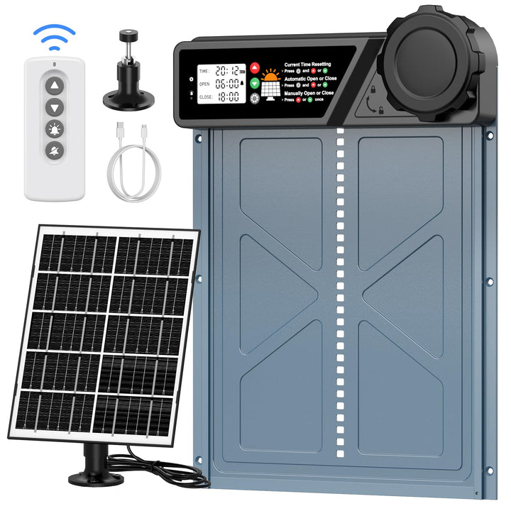 CHAMUTY Grosse Automatische Hühnerklappe Solar, Elektrische Hühnerklappe Automatisch mit Timer, 7W S