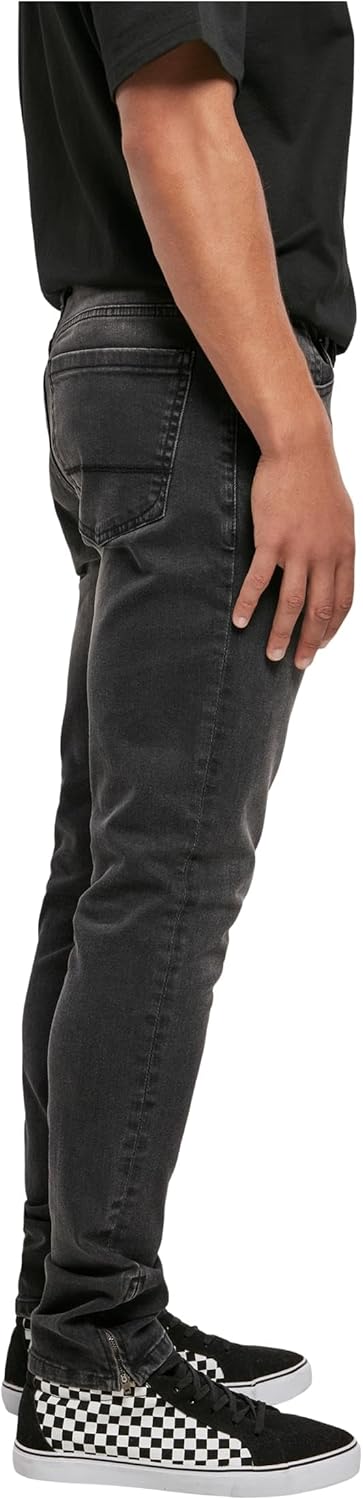 Urban Classics Herren Slim Fit Zip Jeans Hose 29W / 32L Real Black Washed, 29W / 32L Real Black Wash