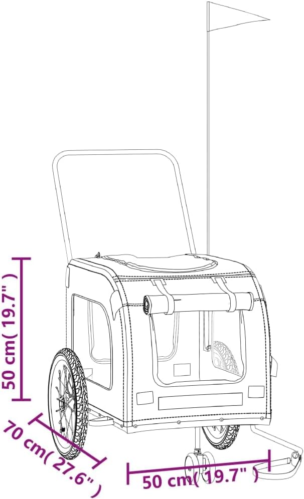 vidaXL Fahrradanhänger Hunde Gelb und Grau Oxford-Gewebe und Eisen Grün 63 x 121 x 65 cm, Grün 63 x