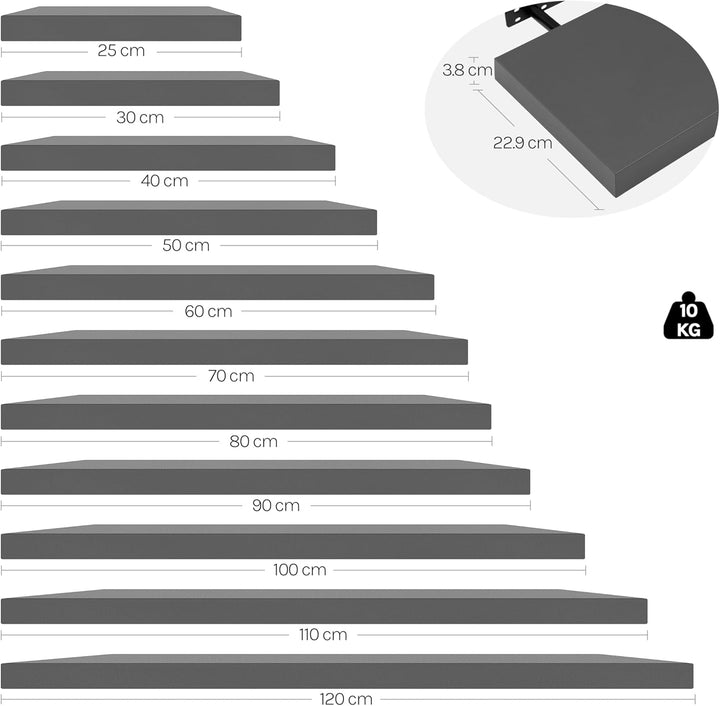 WOLTU 2X Wandregal Wandboard Bücherregal Regale für Deko Wandablagen aus MDF Holz, 2er Set Hängerega