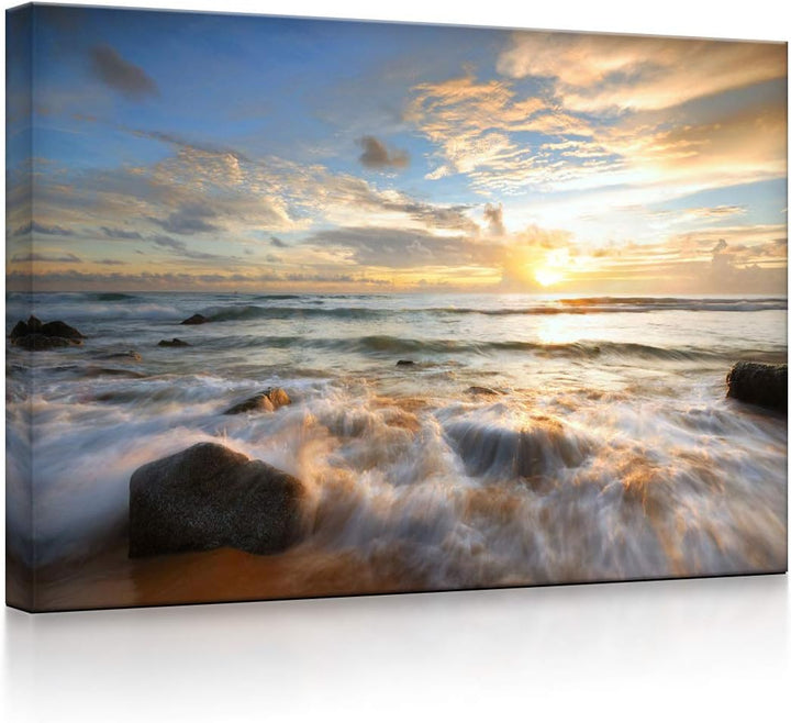 lightbox multicolor | Bilder mit LED Licht | Sonnenuntergang am Meer | 60x40 cm | Front Lighted Sonn