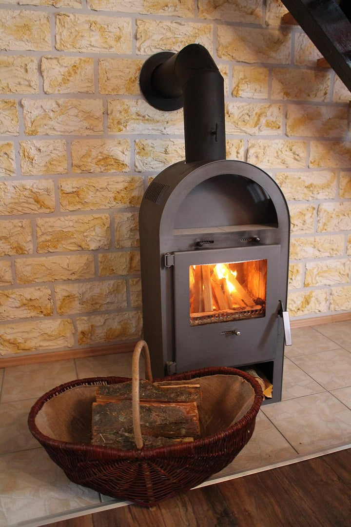grosser Kaminholzkorb aus Weide mit Jute Kaminholztasche Feuerholzkorb Weidenkorb Kaminkorb Holzkorb