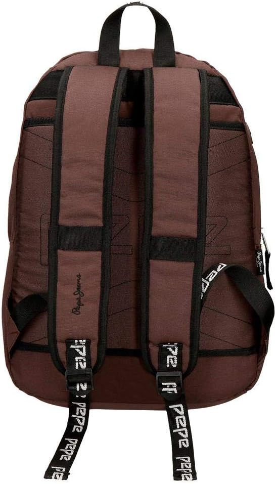 Pepe Jeans Osset Doppelfach-Rucksack Braun 31x46x16 cms Polyester 21.39L Braun Doppelter Rucksack, B
