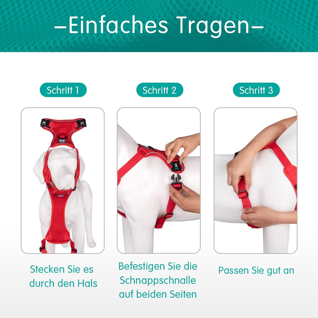 PoyPet Reflektierendes, weiches, atmungsaktives Hundegeschirr aus Mesh, erstickungsfreie, doppelt ge