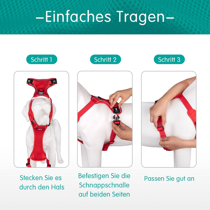 PoyPet Reflektierendes, weiches, atmungsaktives Hundegeschirr aus Mesh, erstickungsfreie, doppelt ge