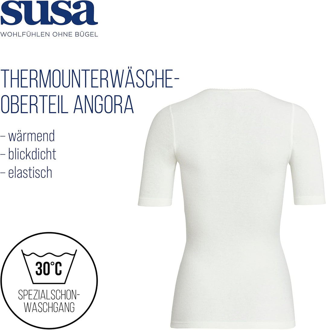 SUSA Thermo Oberteil Damen Angora Weiss I Kälteschutz mit angenehmem Tragekomfort I 100% Made in Ger