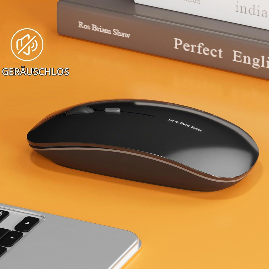 Uiosmuph Q5 Kabellos Maus, Wiederaufladbar Funkmaus 2.4G Leise Funkmaus Ultra Dünn Wireless Computer