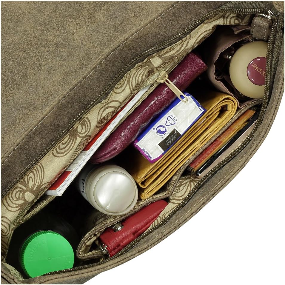 Geschenkset - Handtasche Schultertasche Umhängetasche Wildleder-Imitat Used Look vers. Farben Braun,