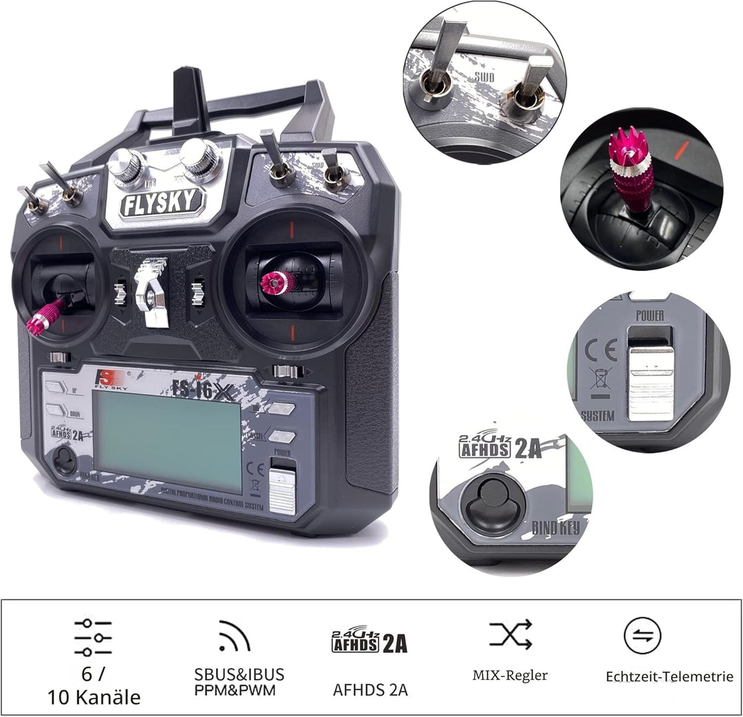 DTXMX Flysky FS-i6X RC Sender 6 Kanal 2.4GHz fernsteuerung mit FS-iA6B Empfänger Radio Control Syste