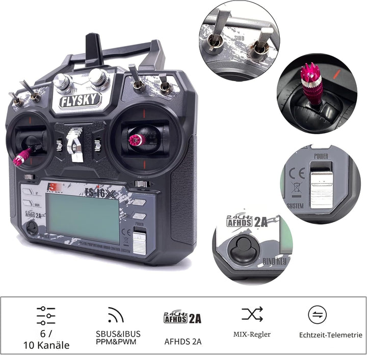 DTXMX Flysky FS-i6X RC Sender 6 Kanal 2.4GHz fernsteuerung mit FS-iA6B Empfänger Radio Control Syste