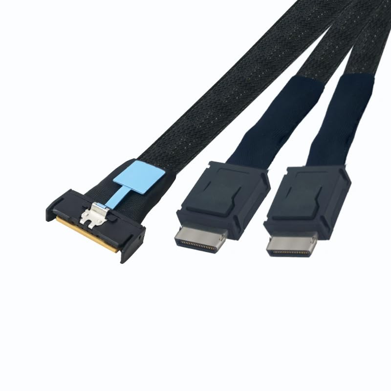PCIe Gen4 MCIO x8 to 2 x SFF-8639 Kabel für U.2 NVMe SSD mit 15Pin SATA, 50 cm