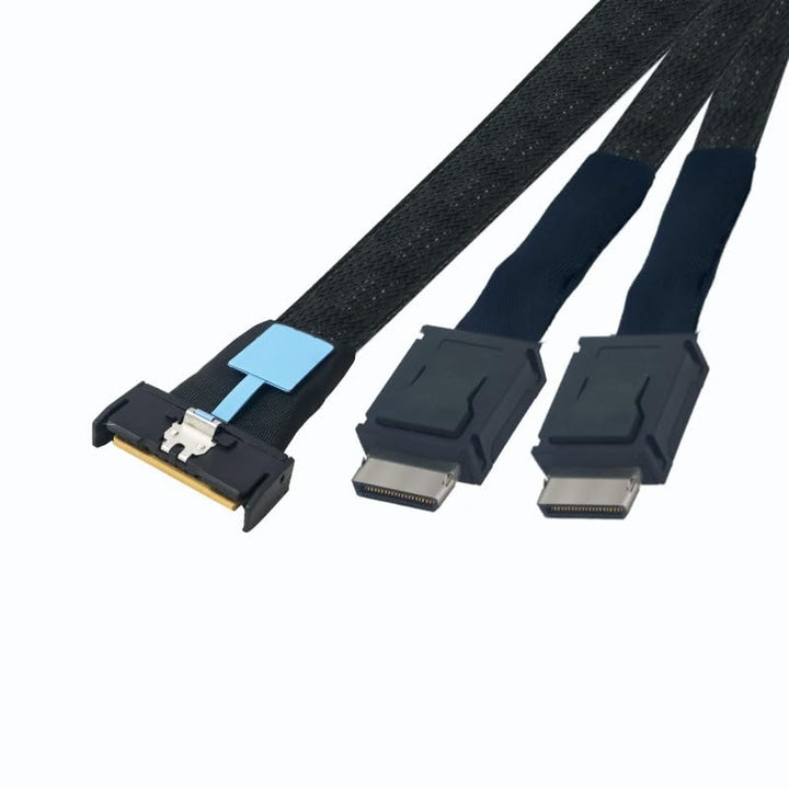 PCIe Gen4 MCIO x8 to 2 x SFF-8639 Kabel für U.2 NVMe SSD mit 15Pin SATA, 50 cm