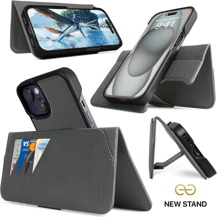 Dreem Fibonacci iPhone 15 Plus Brieftaschen-Etui / 2-in-1 stossfestes Etui und abnehmbares Folio aus
