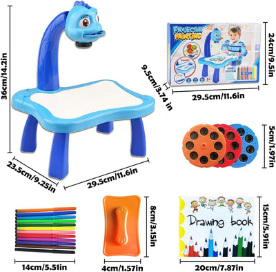 BARVERE Projektor Zeichentisch Kinder, Blau Maltafel Kinder, Tischplatte Smart Projektor Staffelei K