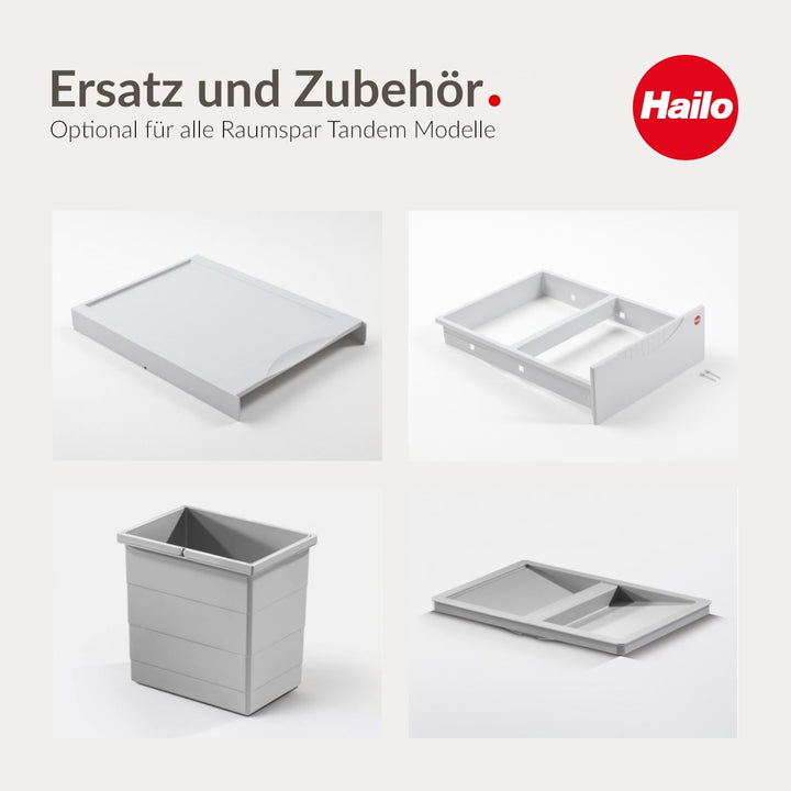 Hailo Abfallsammler 3643141 | 4x 8,5 Liter | Einbau Mülleimer für 40 cm Unterschrank | Mülltrennsyst