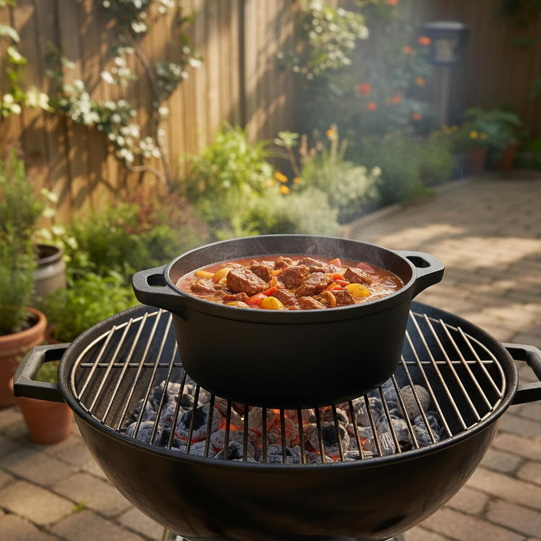 BBQ-Toro Gusseisen Topf | schwarz | Gusstopf - Bräter mit Deckel (3,0 Liter + 4,0 Liter (Set)), 3,0