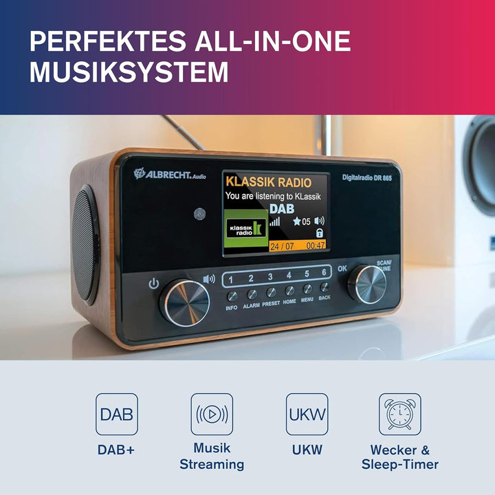 ALBRECHT DR 865 Seniorenradio mit gut lesbarem 4" Farbdisplay, brillantem Klang, seniorengerechter B