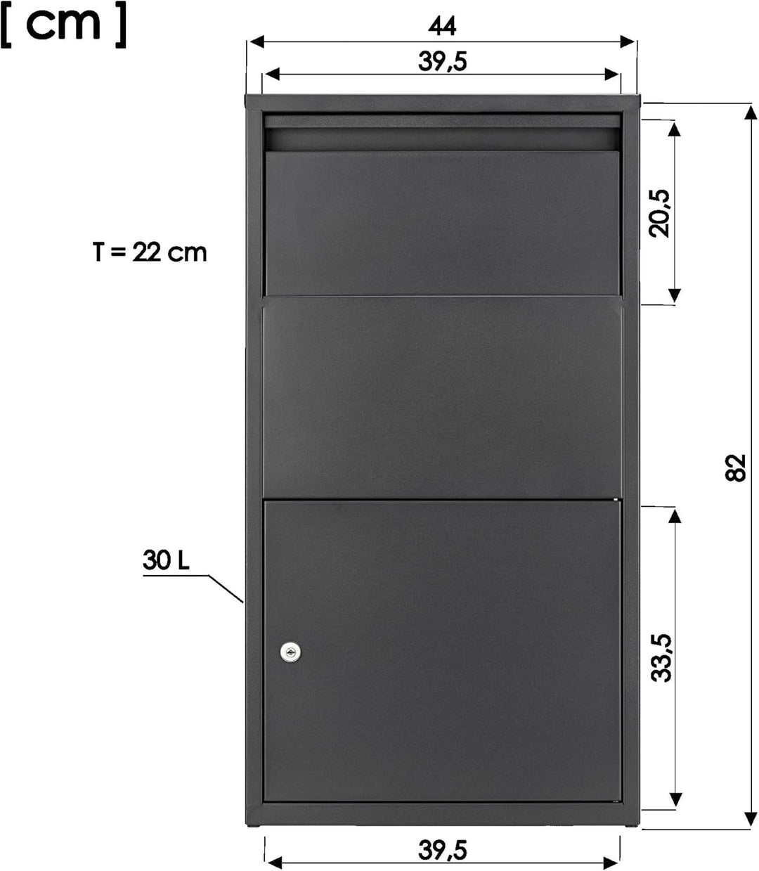 Haussmann Paketbriefkasten Box 391 Grey, Grosser Briefkasten, Box für Paket, Briefkästen, Postbox, K