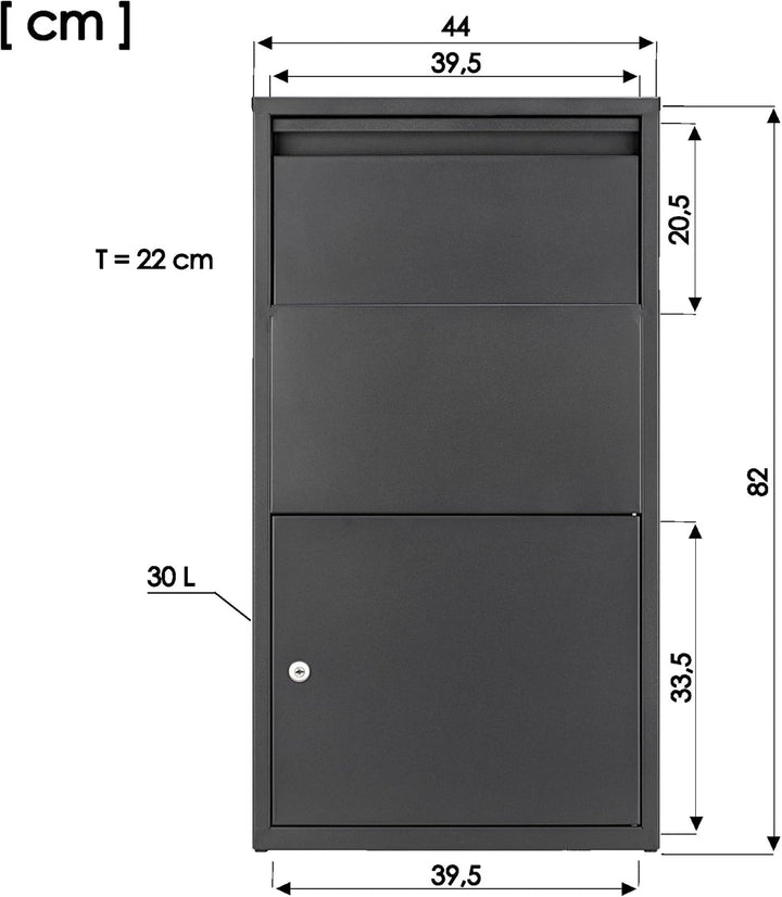 Haussmann Paketbriefkasten Box 391 Grey, Grosser Briefkasten, Box für Paket, Briefkästen, Postbox, K