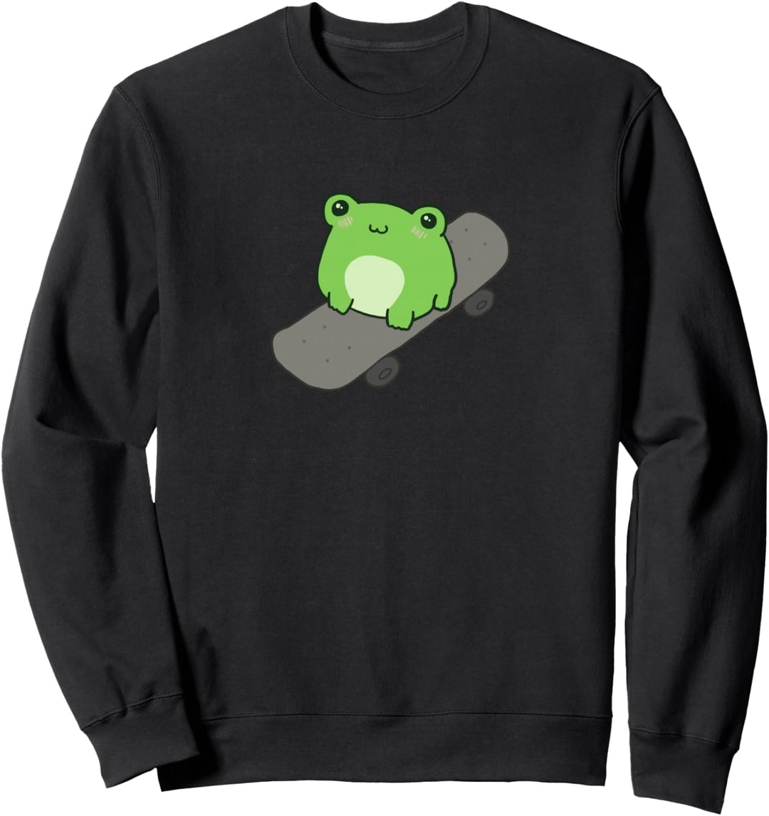 Netter Frosch auf Skateboard - Kawaii Ästhetischer Frosch Sweatshirt