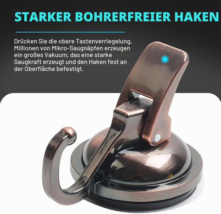 MaxEarn 6 Stück Vakuum Saugnapf Haken, Kupferfarben Extra Stark Saugnapfhaken, Ohne Bohren Saughaken