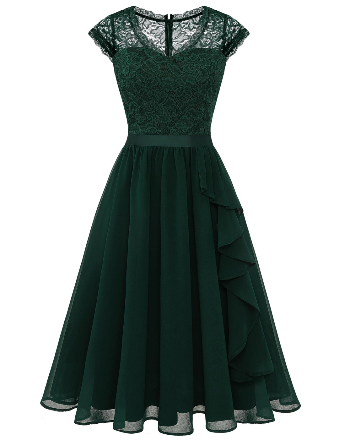 Wedtrend Cocktailkleid Damen Knielang Abendkleid Elegant für Hochzeit Elegant A Linie Rüschenkleid D
