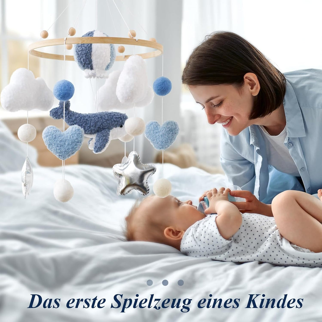 Baby Mobile Baby Windspiele-3D Wal Heissluftballon, Mobile Babybett Bettglocke Anhänger Kinderzimmer