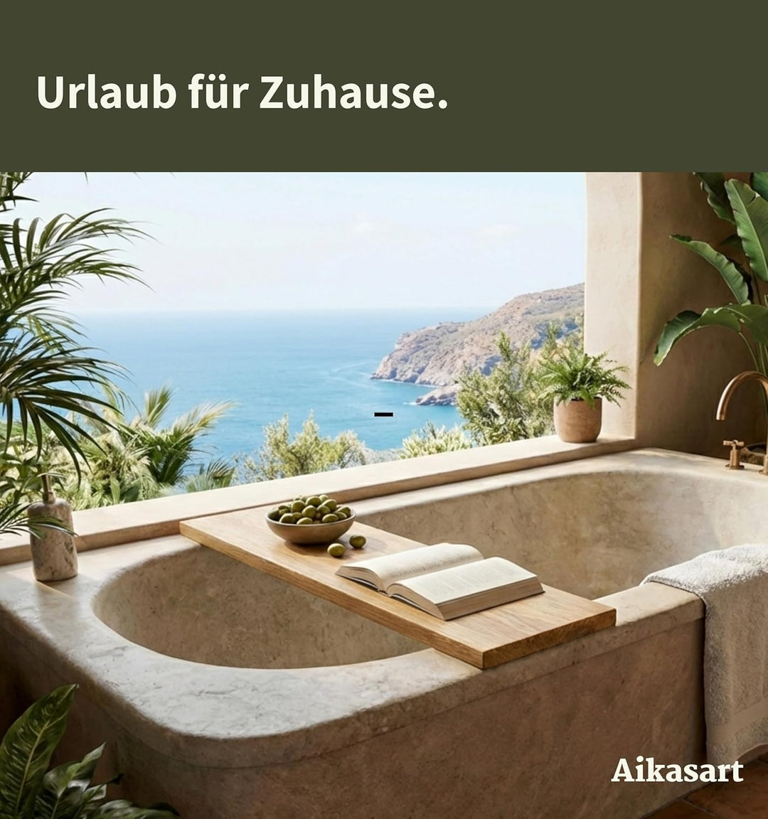 Badewannenablage aus Eiche Massiv – 100% Echtholz – Handgefertigt in Bayern – Länge 50-180 cm – Wass