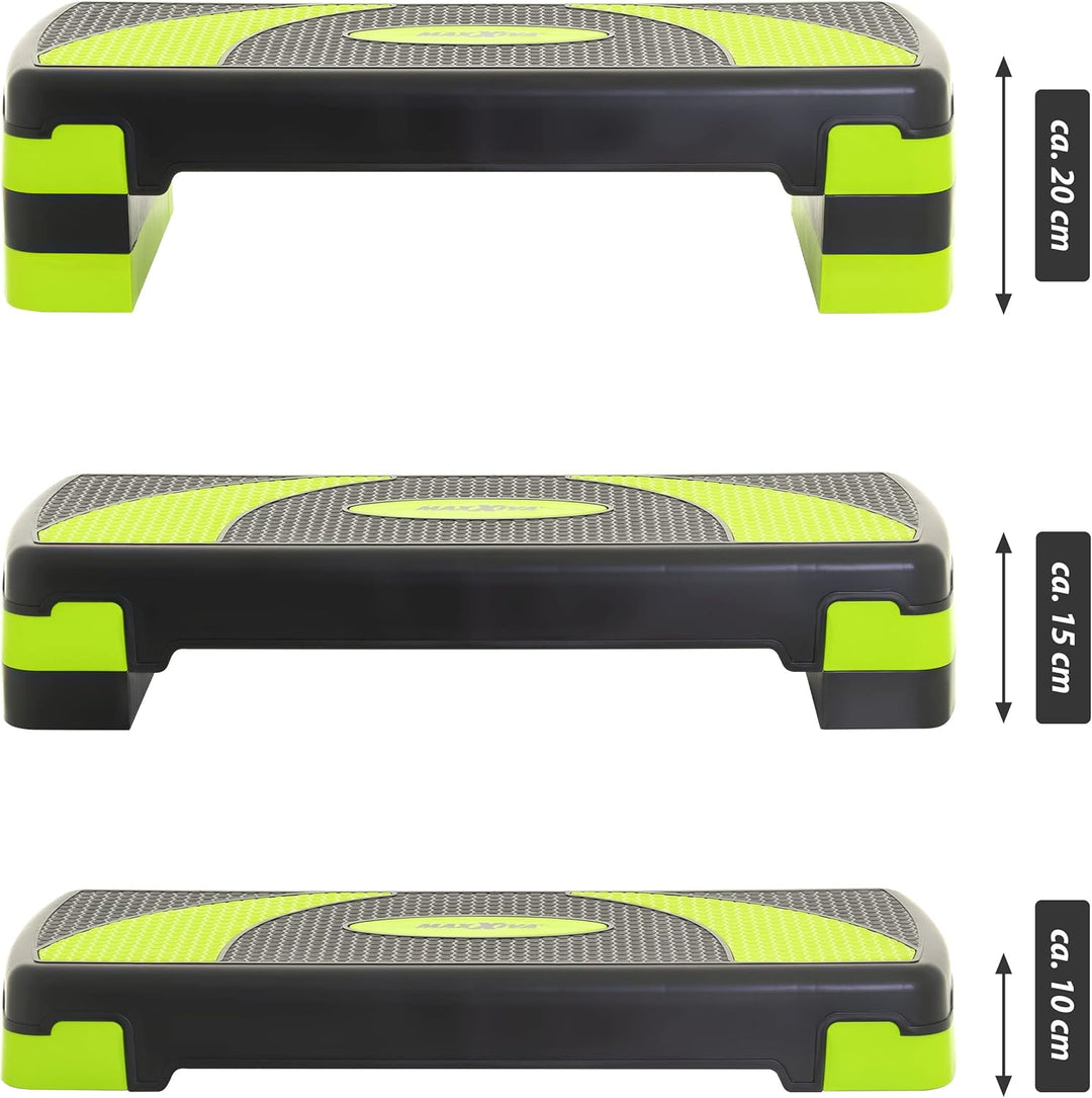 MAXXIVA® Stepper Aerobic-Fitness-Steppbrett 80 x 30,5// 67 x 27 x 10/15/20 cm höhenverstellbar Homet