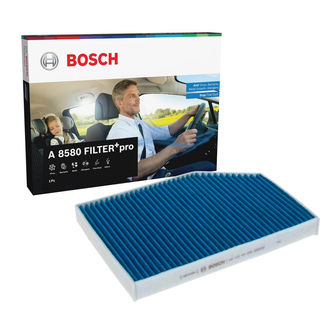 Bosch A8580 - Innenraumfilter FILTER+pro antibakteriell, wirksam gegen übel riechende Gase, Viren, S