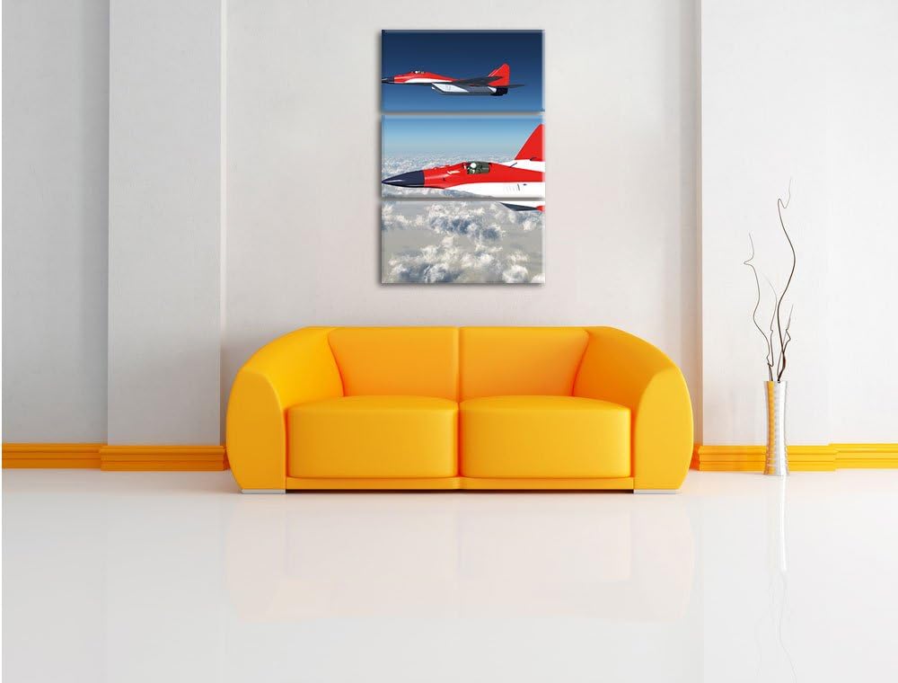 Pixxprint Kampfjets 3Teiler 120x80 cm Leinwandbild Wandbild Kunstdruck