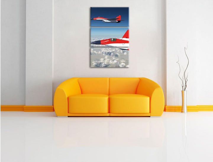 Pixxprint Kampfjets 3Teiler 120x80 cm Leinwandbild Wandbild Kunstdruck