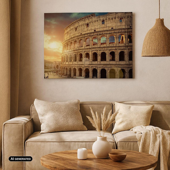 Bilder auf Leinwand 100x70cm Leinwandbild Coloseum Roma Architektur Italien Gross Wanddeko Bild Schl