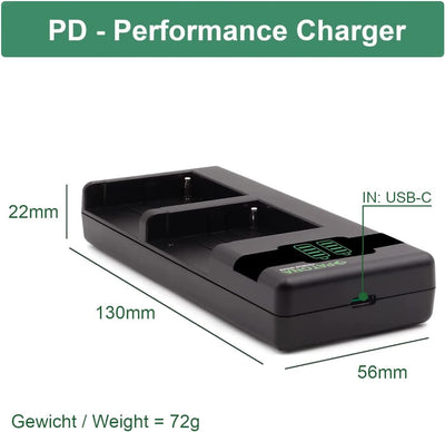 Baxxtar Pro 2X Akku NP-F550 NP-F570 (3100mAh) mit PD Performance USB Ladegerät 161951 (max. 1500 mA)