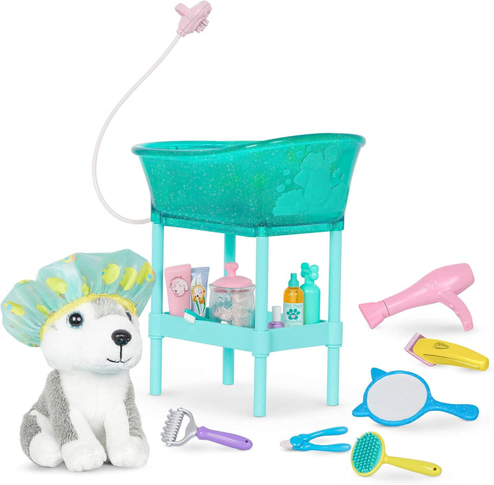 Glitter Girls - Pflegeset für Haustiere &amp; Welpen Puppen - Haustierpflege &amp; Pup Husky Set - Hund Plüs