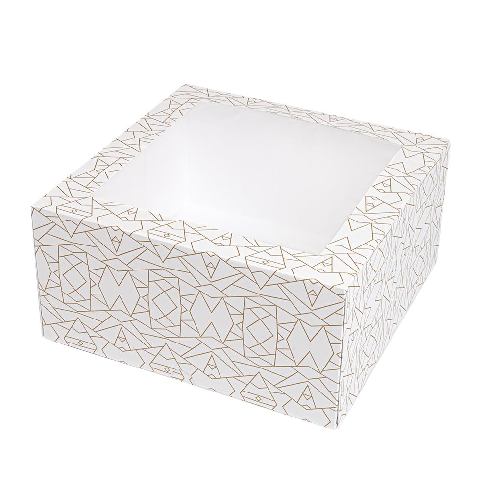 50 Stück Konditorschachteln mit Fenster 'Thepack' 250 g/m2 + Opp, 24 x 24 x 12 cm, Weiss, Nano-Mikro