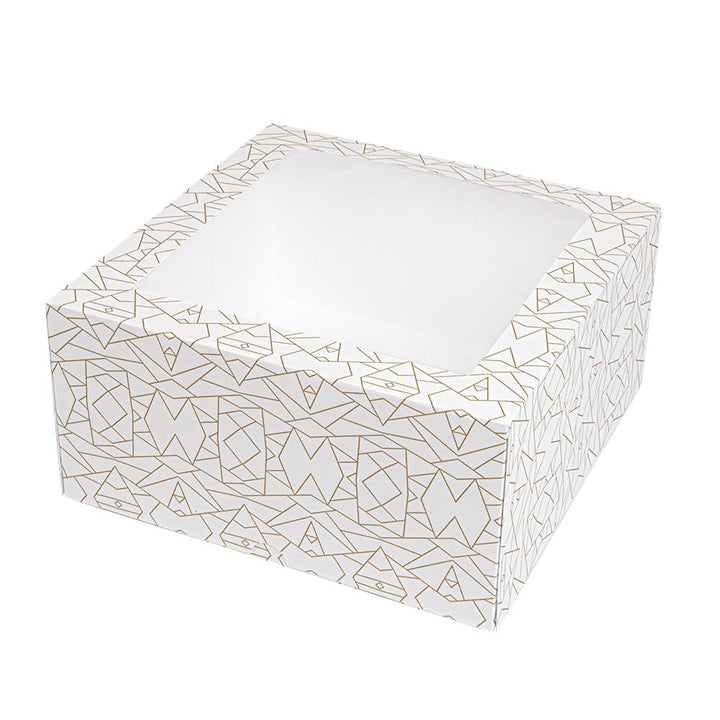 50 Stück Konditorschachteln mit Fenster 'Thepack' 250 g/m2 + Opp, 24 x 24 x 12 cm, Weiss, Nano-Mikro