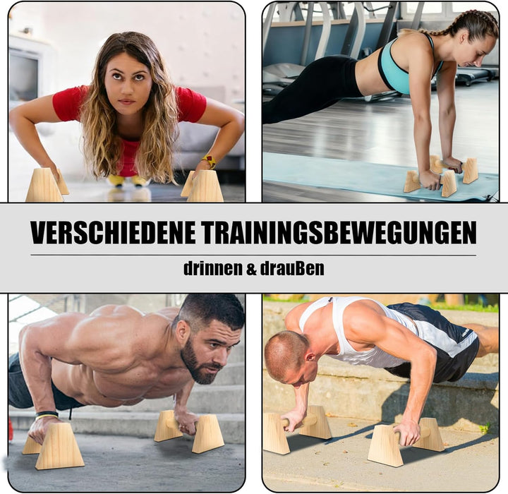 2 Stück Holz Liegestützgriffe Push Up Bars Calisthenics Equipment, Calisthenics GriffeHolz Parallett