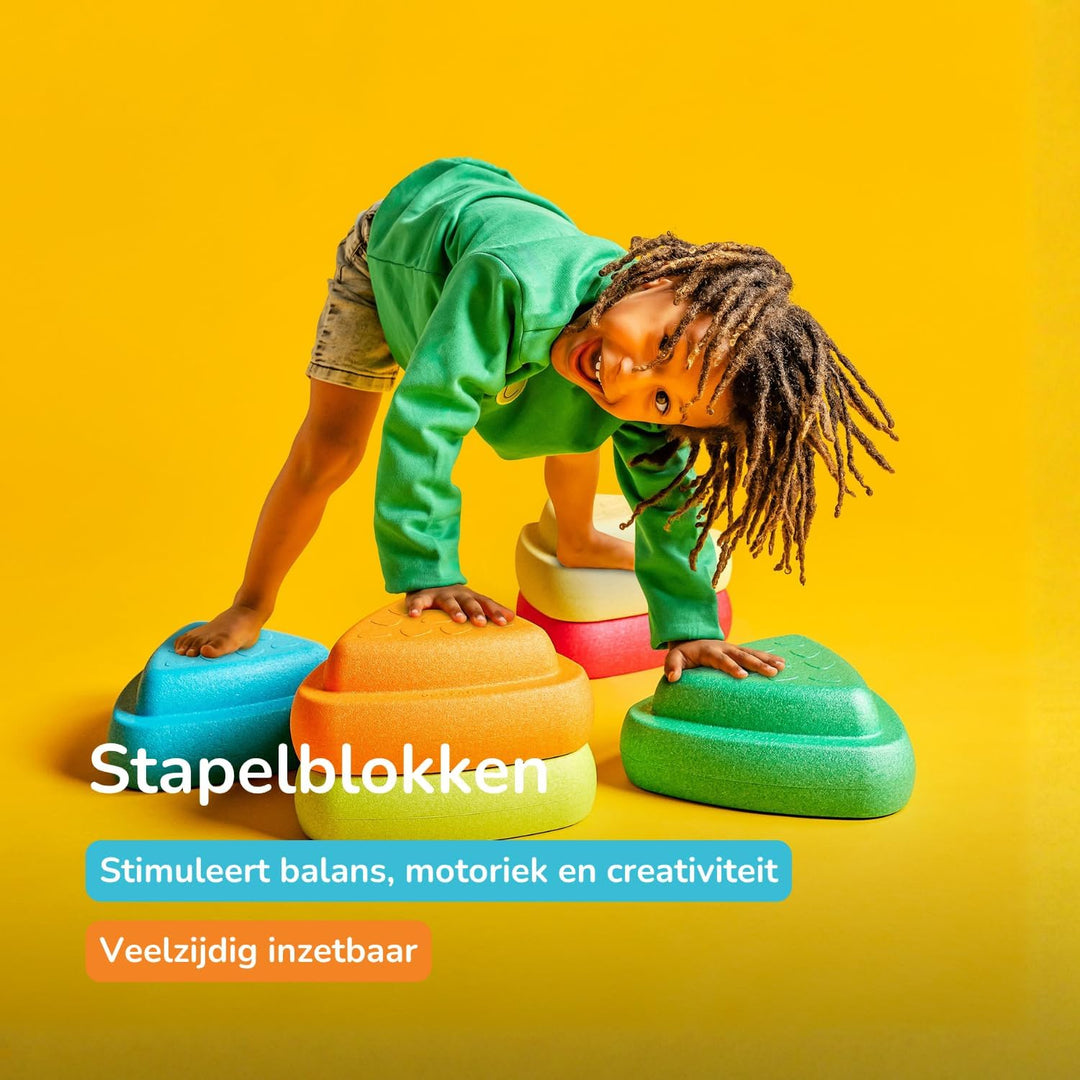 Nattou Blocky Balancesteine für Kinder - Stapelbare Spielsteine - Rutschfestes Sensorisches Spielzeu