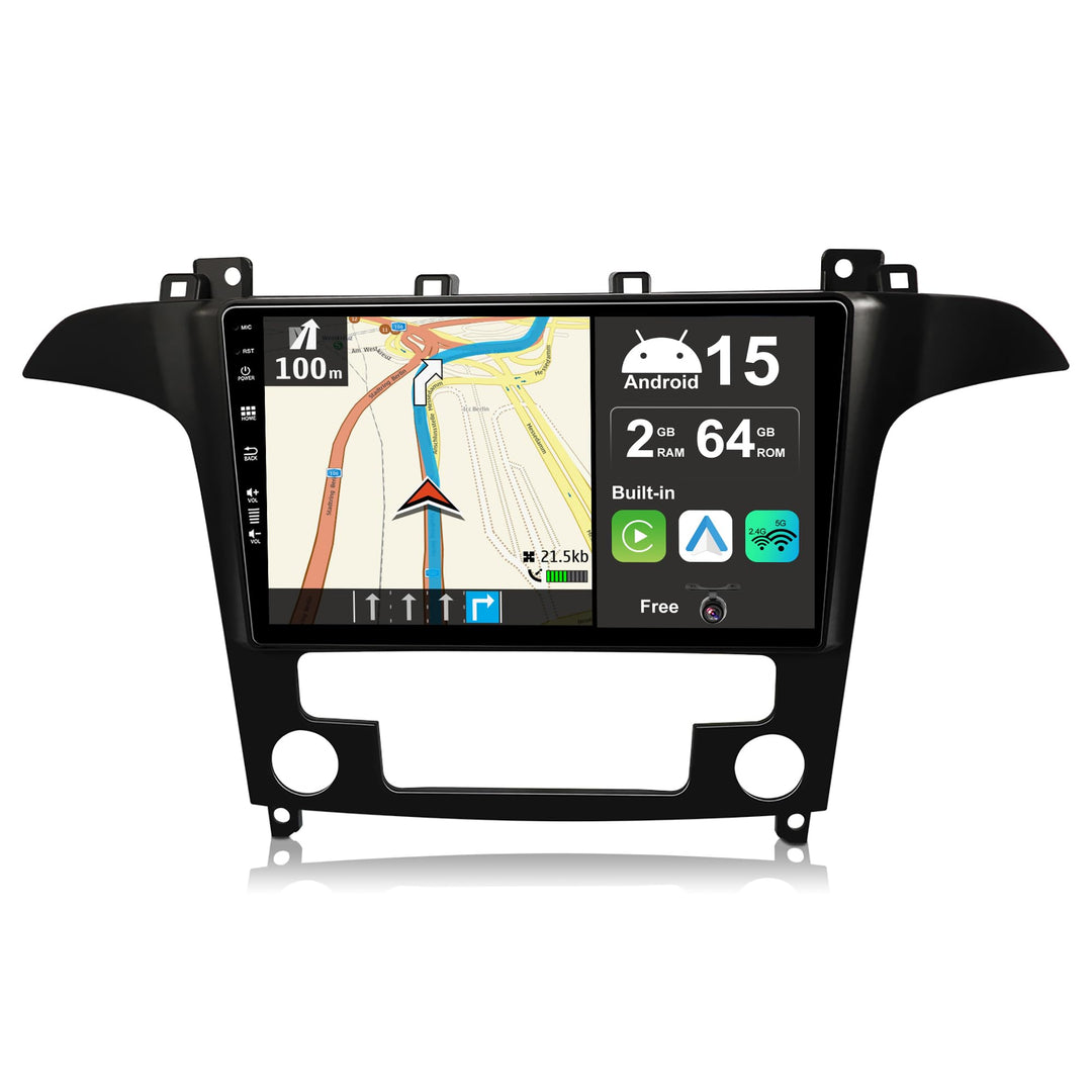 JOYX Android 15 IPS Autoradio Passt für Ford S-Max (2007-2008) - Eingebautes CarPlay Android Auto -