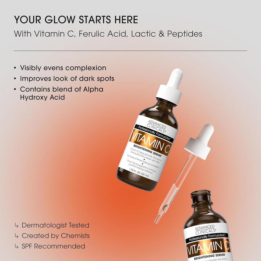 Advanced Clinicals Vitamin C Anti-Aging-Serum für dunkle Flecken,ungleichmässige Hautfarbe,Krähenfüs