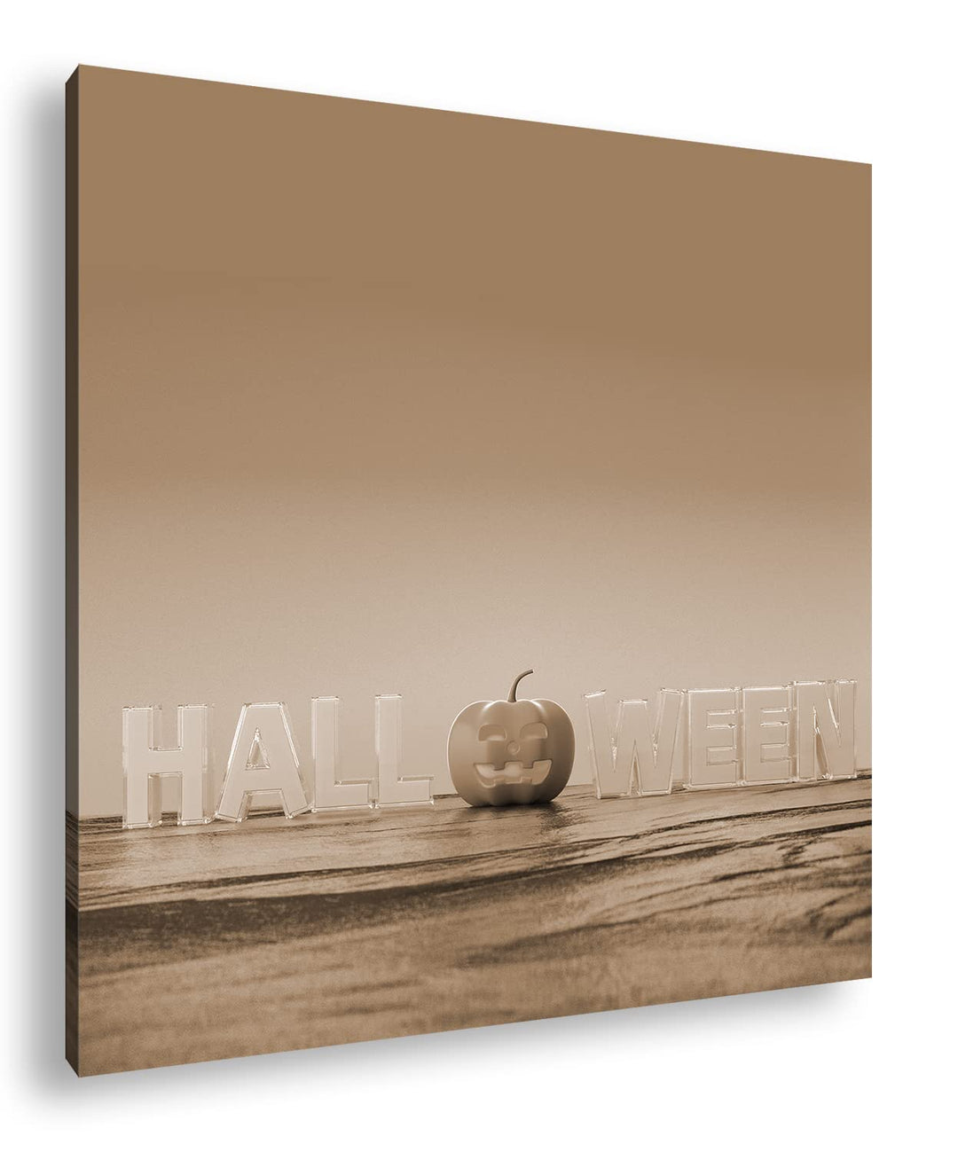 Halloween Logo Format: 70x70 Effekt: Sepia als Leinwandbild, Motiv fertig gerahmt auf Echtholzrahmen