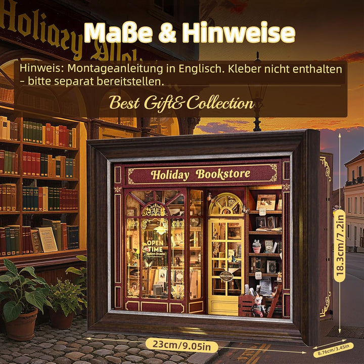 Book Nook Kit, DIY Miniatur Haus Puppenhaus Bausatz Bücherregal Deko für Jugendliche und Erwachsene（