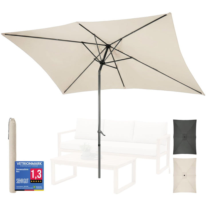 4smile Sonnenschirm Balkon mit Kurbel, Sonnenschirm rechteckig 300x200 cm | UV 50+ Sonnenschutz Balk