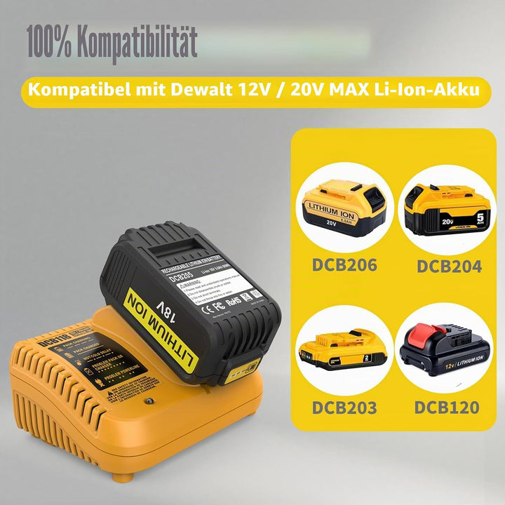 Dewalt-Schnellladegerät, kompatibel mit DCB112, DCB101, DCB105, DCB115, DCB107, passend für DCB120,
